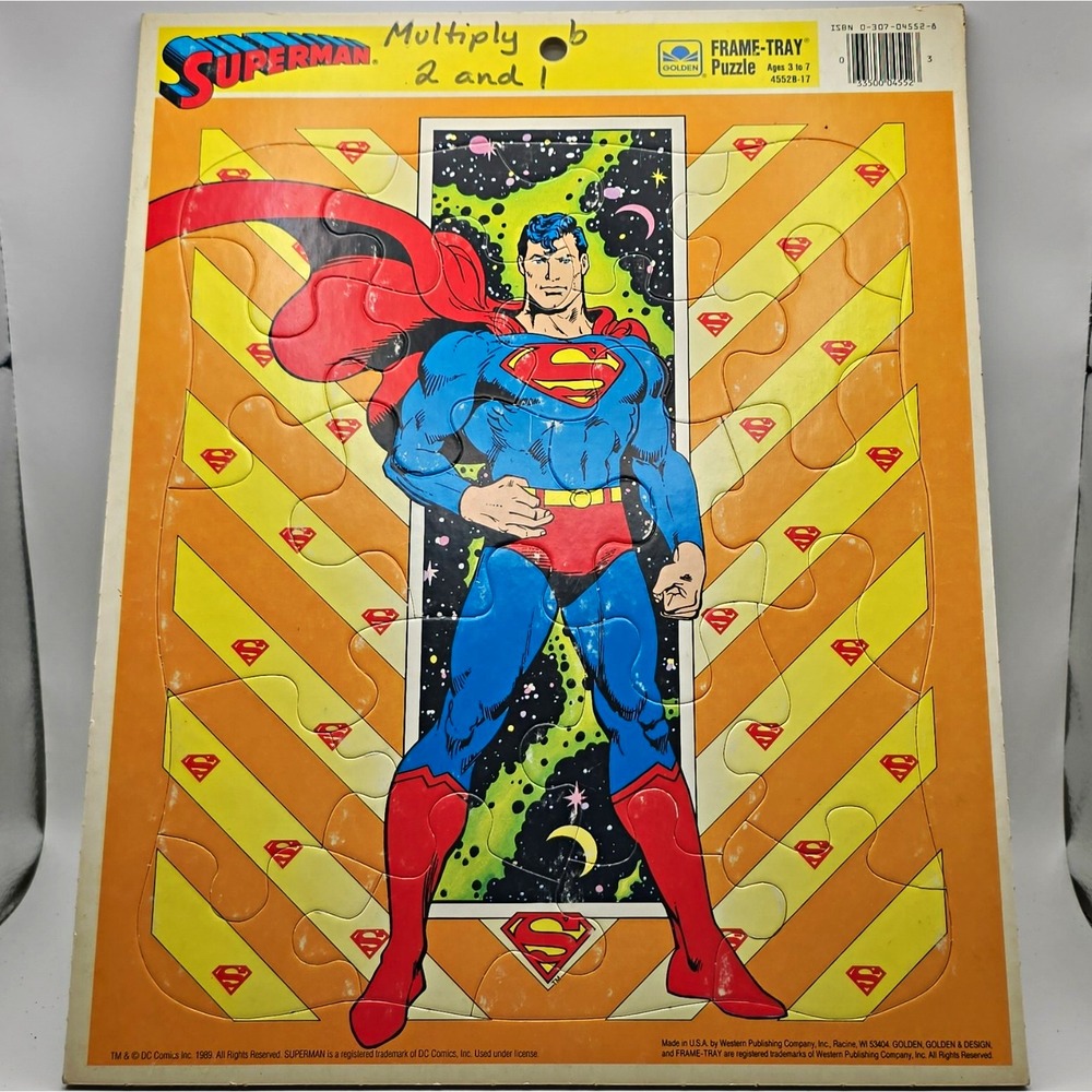 Golden Superman Frame-Tray Jigsaw Puzzle 15-25pc Cardboard 1989 4552B-17
